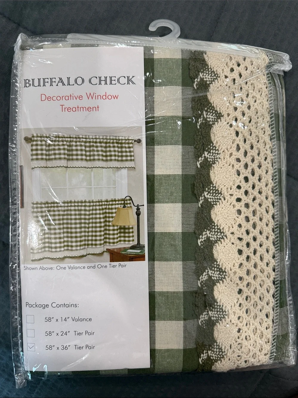 Buffalo David Bitton Green and Cream Buffalo Check Window Treatment Set